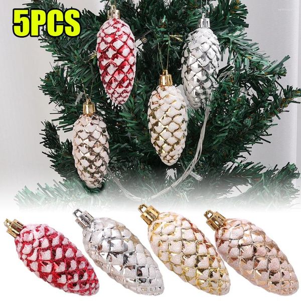 Decorazioni natalizie 5 pezzi/scatola decorazione a sfera di pinoli di pinoli appesi ornamenti per l'anno per decorazioni per feste di natale
