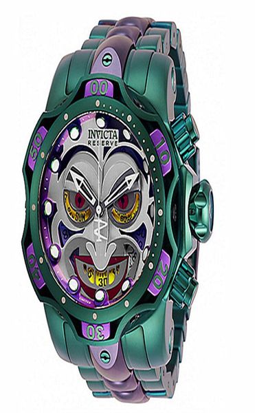 Modello 26790 Men DC Joker Comics Orologio per immersioni in quarzo con cinturino in alluminio silicone in acciaio inossidabile nero viola verde2858500