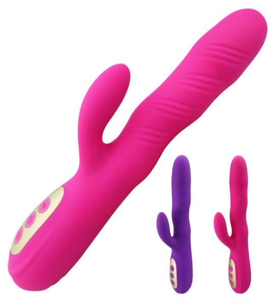 G Spot DILDO Rabbit Vibrator для женщин Двойной вибрационный силиконовый водонепроницаемый женский вагин Clitoris Massager Sex Toys для женщин 7604672