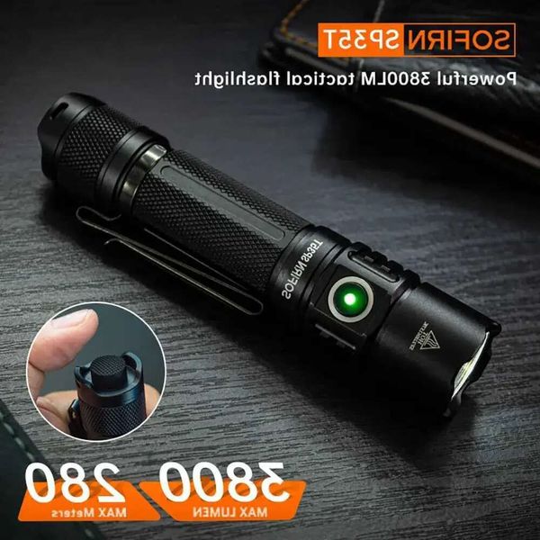 Torcia di torcia sofirn sp35t 3800lm 21700 flashlight leggera leggera LED USB C Torcia ricaricabile