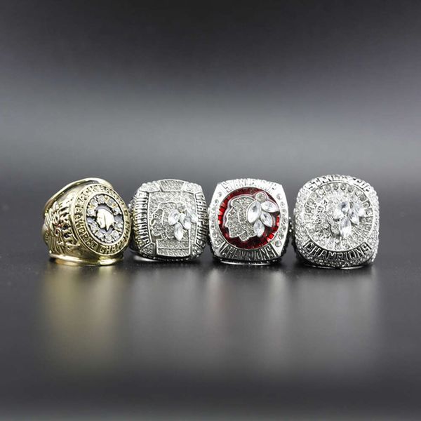 Band Rings NHL 1961 2010 2013 2015 Чикаго Чикагский черный хоккейный чемпион Ring 4 Ring 4 Pack