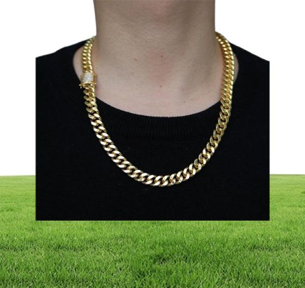 Collane a ciondolo Fashion Hip Hop Men Necklace Chain Gold Curb Cuban Long Link Choker maschio Collier Jewelry 61cm 71Cm2152049