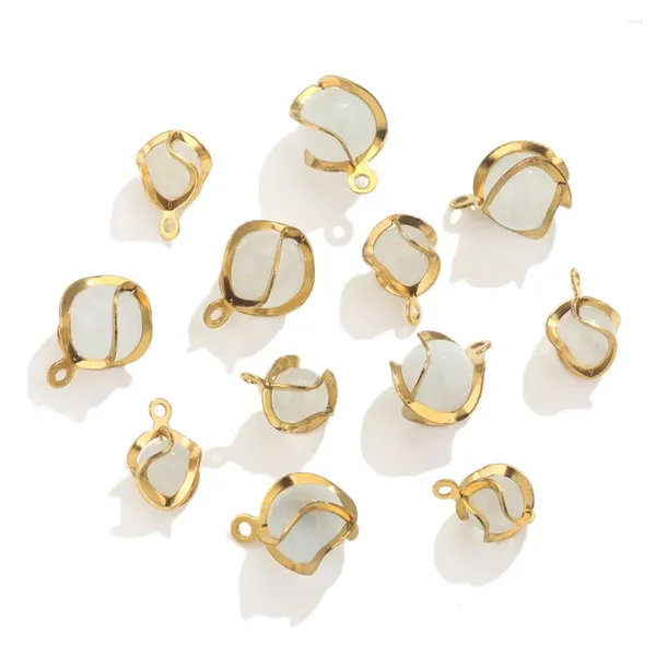 Charms 10pcs Gold Bated Stoinless Stone Natural Stone para Jóias Fazendo Brincos Diy Pingentes de Colares Encontrando Peças