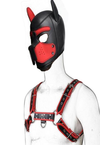 BDSM Neck Play Dog Hood Collar Ruolo Bondage Sexy Leather Maschera Fetish Cucciolo Cabina Cucciolo cucciolo Men039s Cagnolo Costume Play Sex Toy6088293