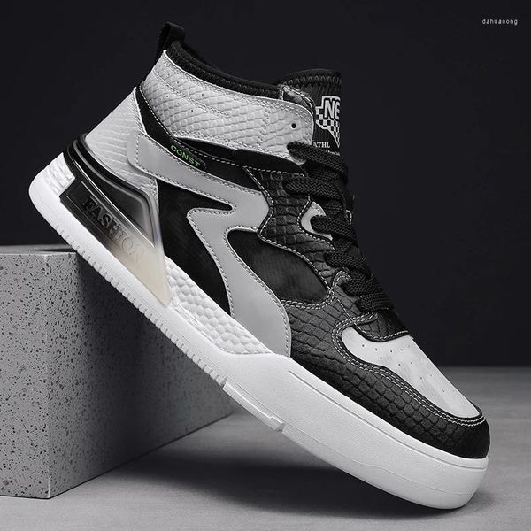 Casual Shoes 2024 High Top Men Sneakers Mode gemischte Farben Trend Geometrisches Muster Walking Board