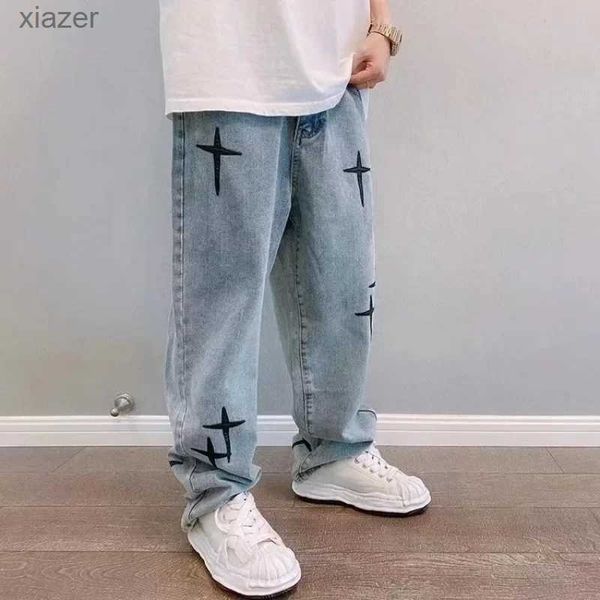 Herren Jeans Herren Bag Jeans Frühling/Sommer 2024 Weitbein Denimhose Korean Fashion Street Kleidungsstücke Lose und gerade Hose Freizeitkleidung Wx