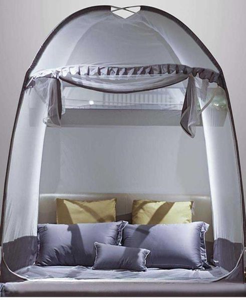 Großer Raumnetz mit eleganten Spitzenkantendreizten -Erwachsenen Bett Zelt Baldachin Insektennetz falten Mückennetze 6 Größen 4968695
