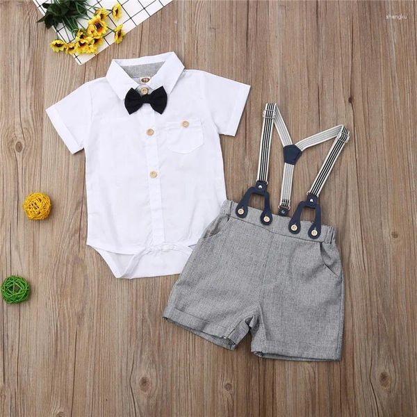 Kleidungssets 0-24 Monate Baby Jungen Gentleman Anzug Kind Kurzarm Shirts Strampers Hosen Outfit für