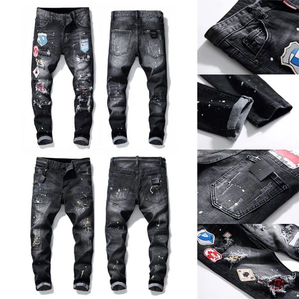 21SS SAT SAT MEN TASARIMCI KOPLAR SORUTLUK YÜKSELTİLMİŞ SLIP FIT MOTOSİKLİ MOTOSYİCİ BIKER KİMLERİ MODA MANS MANS SİYAH PANTALARI 236B