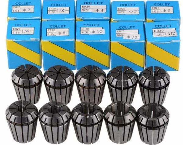 10pcsset ER20 Precision Spring Collet Set CNC Milling Tornio Strumento ER20 Colletto Spindro Motore mandrino 8757816