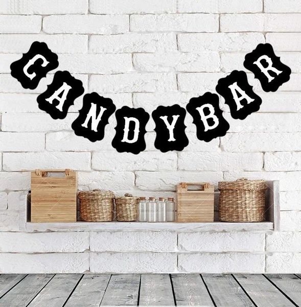 Decorazione per feste Candy Bar Binting Banner Segnale a buffet per matrimonio vintage Baby Shower Birthday Sight Table Table Decor