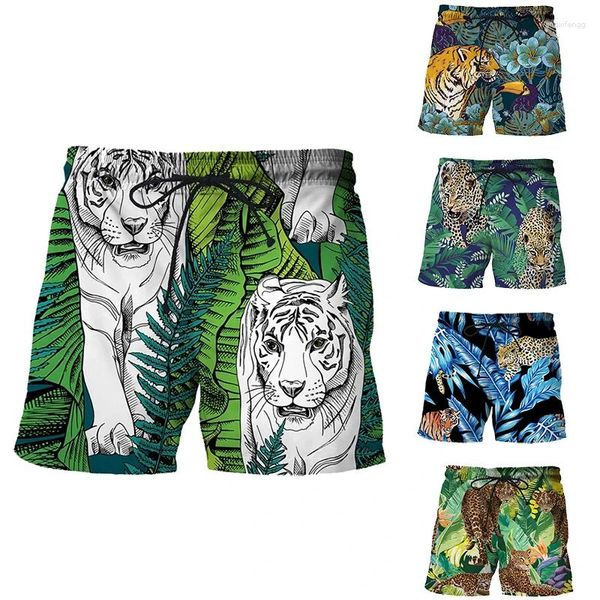 Shorts maschile 2024 Summer Tiger Graphic Beach 3D Streetwear Pants Shortwear Outdoor Outdoor Overtized Overszes Hawaii Swimsuit 4xl 4xl