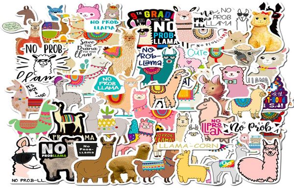 50pcspack Прекрасные животные Alpaca Sheep Vinyl Sticker Водонепроницаемые наклейки для планового плана с бутылкой для бутылки.