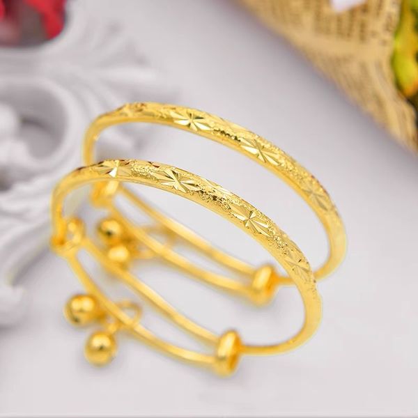 Lovely Baby Bangles Bangles Amarelo Branco Breads Bells Banglelet Bracelet para bebês crianças crianças Nice Birthday Gift