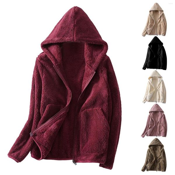 Kadın Ceketleri Kadın Polar Hoodie Coats Sonbahar Kış Kılıç Uzun Kollu Büyük Boy Çift Kadife Sweatshirt Yumuşak Cep Oyuncak Kat Kadın Ceket