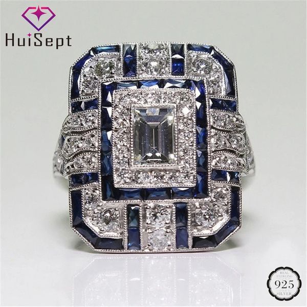 Huisept Trendy Women Ring 925 Silberschmuck Geometrische Form Zirkone Edelsteinringe für Hochzeitsfeierzubehör Großhandel 240424