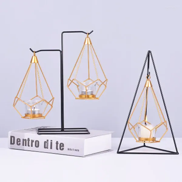 Titulares de vela Geométrica portador de fio de ferro geométrico Candlestick Holidays Birthday Halloween Homeen Home Candlelabra Decoração Presente de Arte