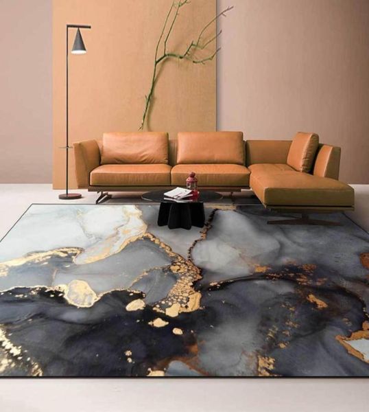 Tapetes modernos nórdicos grandes sala de estar de tapete 3d ouro preto vermelho resumo colorido colorido para cozinha quarto tapete de área de área personalizada 8767161