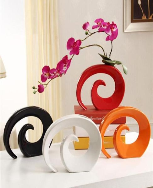 Vaso de cerâmica moderna para decoração de casa vaso de mesa branco vermelho preto laranja cor de cor1630875