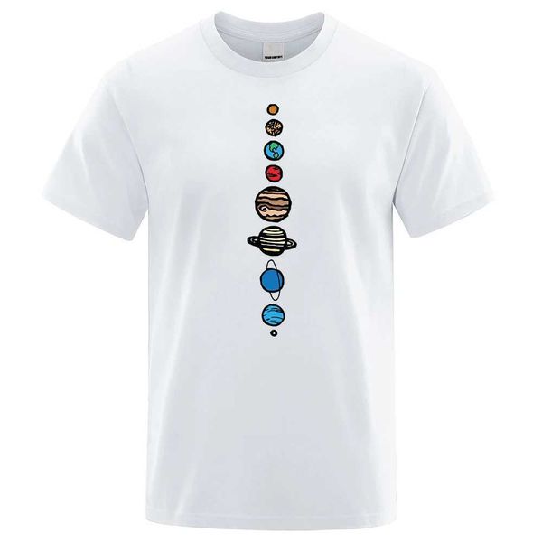 T-shirt maschile Nine pianeti Maglietta da uomo Universe Sistema Solar Shin Shorte Shio