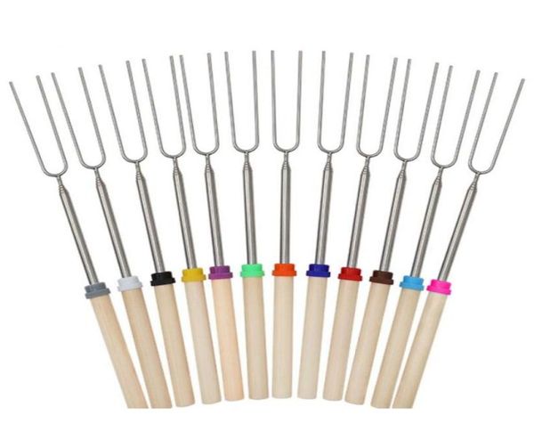 Telescoping marshmallow cognice bastoncini per arrosti in acciaio inossidabile strumenti per tesi di spigollo con manico in legno per cottura73336421