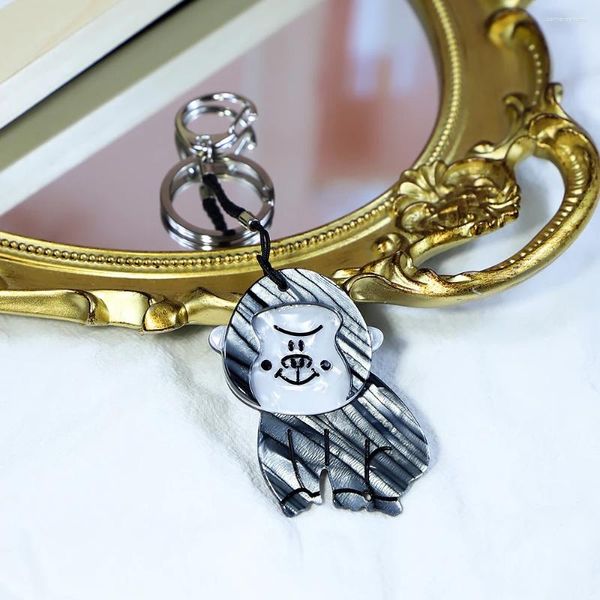 Keychains handgefertigte arkylische Schlüsselbund niedlichen Tier Hippo Edelstahl Schlüsselringkette für Frauen Girl Geschenke Schmuckzubehör Accessoires