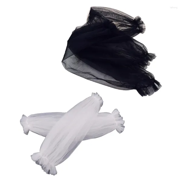 Joelheiras de joelheiras mangas elásticas destacáveis ​​de casamento branco preto removível removível longa artesanal para o braço de noiva Acessórios