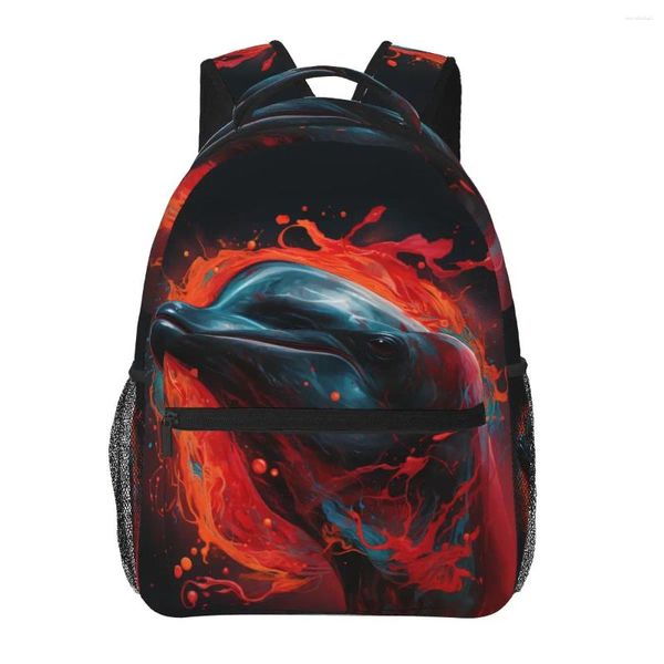 Рюкзак Dolphin Student Unisex Realism Иллюстрация Большие рюкзаки Полиэстер Kawaii School Bags Sport Design Rucksack
