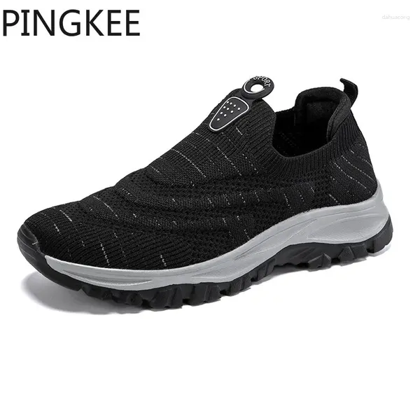 Sapatos casuais massh sneaker respirável superior macia e forro leve para o gola elástica masculina de design têxtil masculino