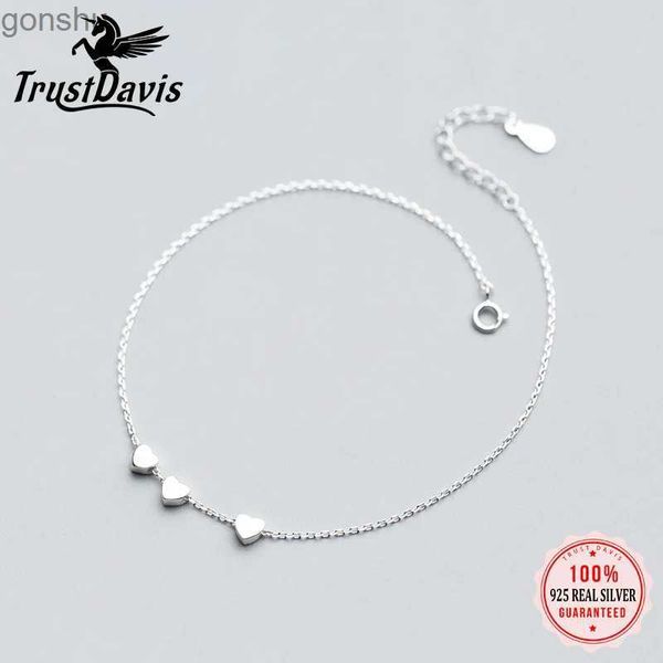 Anklets TrustDavis% 925 Sterling Silver Fashion Cute Womens Tre Heart Caviglie 925 Gioielli Gift DA1152 WX