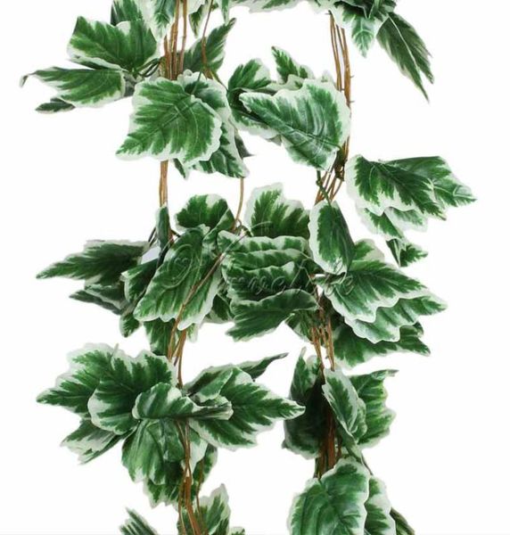 10pcslot Artificial Big Leaf White Uva Ivy Plantas Garland Vine Vine Folhagem Flores Flores Decorações de Casas 75feet1785466