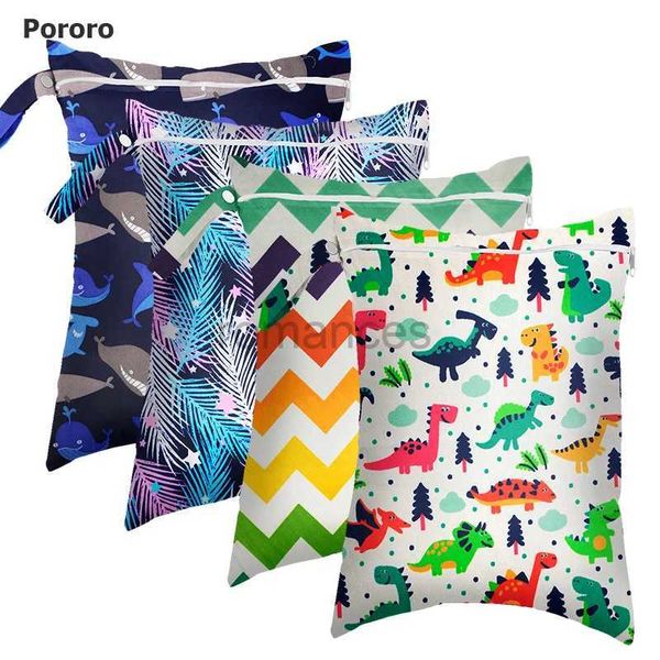 Bolsas de fraldas pororo mamãe saco de pano de pano de pano a água de bebê tamanho molhado Tamanho 30*40cm Polso de bolso imprimido de pulso fofo D240430