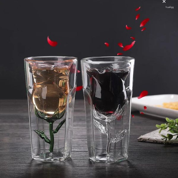 Bicchieri da vino a doppio uso di candele tazze di vetro ghiacciato a forma di fiori carino per gli accessori Gift Must Haves