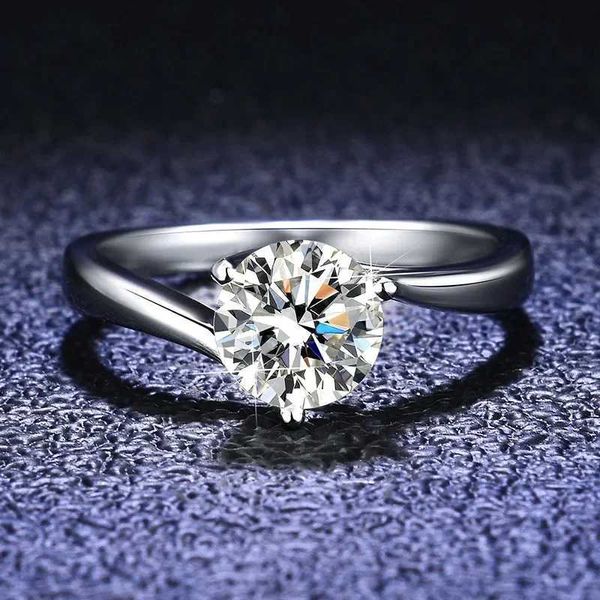 Bandringe %Original 18K Platinum VVS 1 D Moisturit Ring Luxury Hochzeit Exquisiter Schmuck Q240429