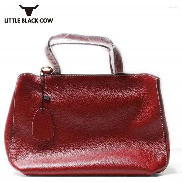 Umhängetaschen Retro Crossbody Frauen echte Lederhandtaschen 2024 Kuhbeutel Elegante Büro Dame Luxus Wein rot