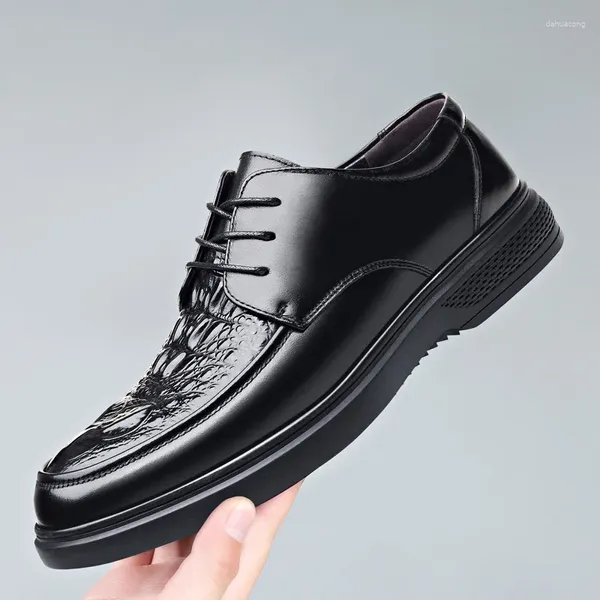 Sapatos casuais 2024 Black Handmade de couro genuíno Men Dress Fashion Party and Wedding Supotor Driving