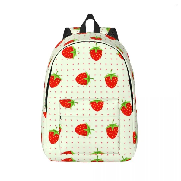 Backpack Laptop UNICO Cute Strawberries Borsa per la scuola durevole da ragazzo da ragazzo da ragazzo