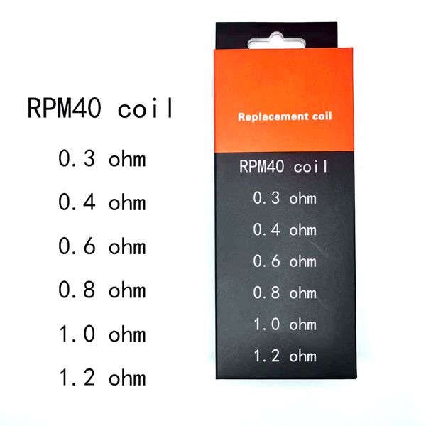 RPM40 Serisi Bobin Paslanmaz Çelik Hızlı Dönüştürücü 0.3OHM 0.4OHM 0.6OHM 0.8OHM 1.0OHM 1.2OHM Uygun RPM40 POD/ RPM80/ RPM 2S POD mod/ Nord X/ Nord 4