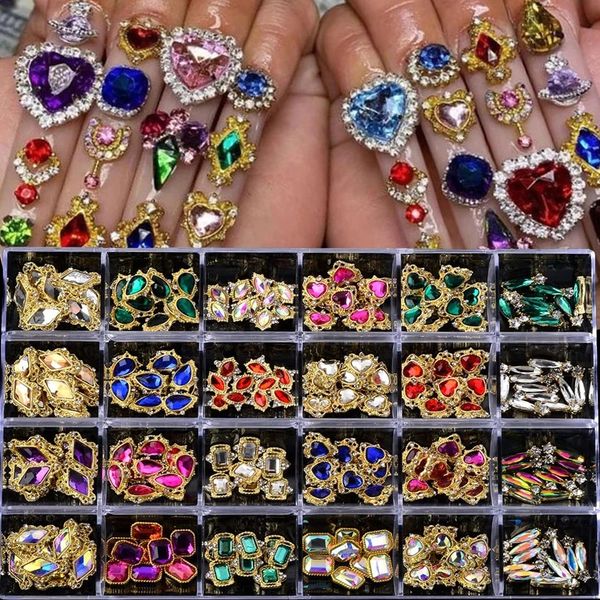 240pcsBox Luxury Jewelry Nail Art Rhinestones Charms Crystal Zircon Glass Diamond Diamons Lhloy Acessórios 240426