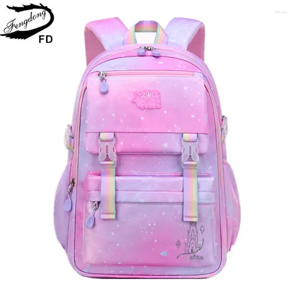 Школьные сумки Основной рюкзак для девочек розовый пурпурный книжный мешок Студент Студент Детский подарок плечо водонепроницаемые