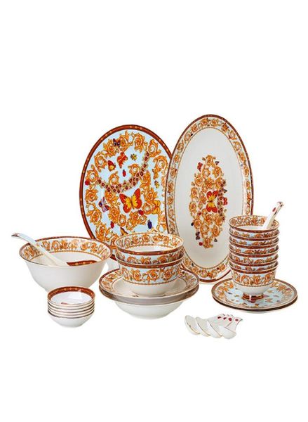 European Style Western Tares Sets Bowl Series Food Model Room Bone China Tischgeschirr Set Keramikplatte Butterfly Manor Design9752473