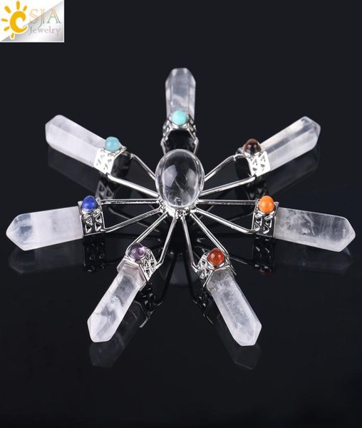 CSJA 7 Generatore di energia del punto di guarigione White Rose Quartz Ameetyst Obsidian Stone Natural Reiki Crystal Ball Pendulum Chakra Bead JE2380742