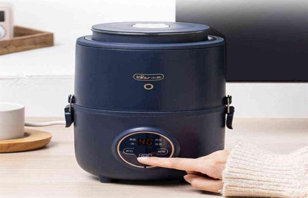 Urso mini fogão de arroz aquecimento térmico de aquecimento elétrico camadas de caixa elétrica alimento portátil a vapor de cozimento para cozinhar refeição mais quente dfhbx j22070734038861