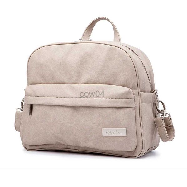 Wickelbeutel Soboba Solid Fashion Windel Rucksack für Babypflege wasserdichte Multifunktions-Windelwechsel für Mutter Stilvolle Wickeltaschen D240429