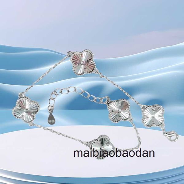 Designer originale 1to1 Vancllf gioielli di lusso Bracciale d'argento puro 925 5 braccialetti a croce di fiori a quattro foglie Diamond Marins come regalo per la fidanzata e il migliore amico Ligh