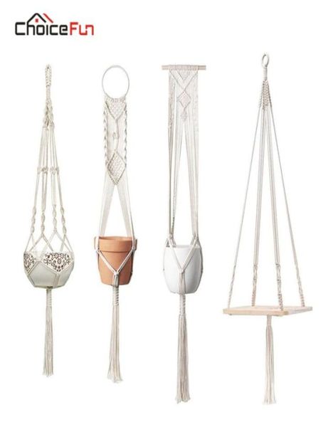 Scelta divertente 4 set macrame ganci per piante per pianta sospesa pianta da pianta da parete interno supporto per vaso di fiori decorativo boho decorazioni per la casa t27704099