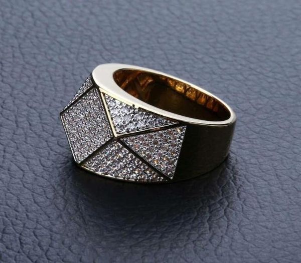 ICED Out Rings for Men Hip Hop Luxus Designer Herren Bling Diamond Argyle Ring 18k Gold plattiert Hochzeitsguthaben Gold Ring Schmuck 5011783