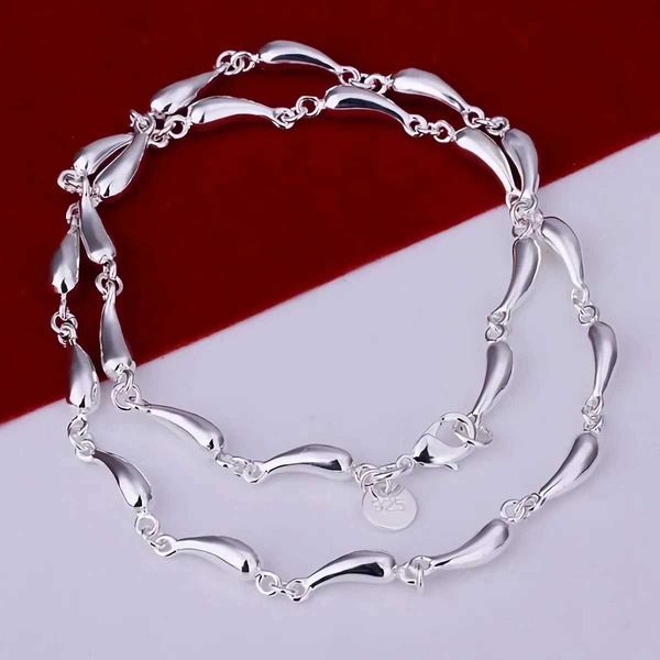 Charm Bracelets Neu 925 Sterling Silber Elegante Wassertropfenkette Halsketten Ohrringe Armbänder Schmucksets für Frauen Mode Hochzeitsfeier Geschenke