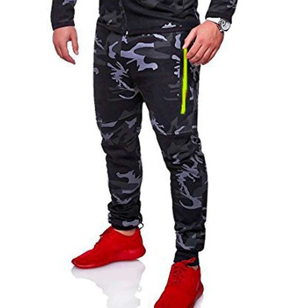 Calça masculina masculino calça esportiva de outono impressão de camuflagem de tiro esportes de corrida de corrida fitness lazer de grandes dimensões roupas táticas roupas masculas j240429