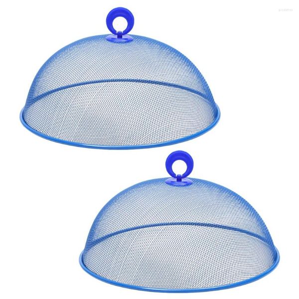 Conjuntos de utensílios de jantar 2 pcs tendas cobertas de ferro forjado (28 cm de azul) 2pcs Mesh Dinner Table Capes Outdoor Capas Dome Protector